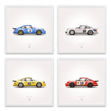 1974 Classic 3.0 RSR Illustration Poster Print - Set of 4