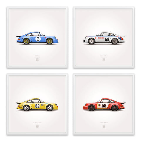 1974 Classic 3.0 RSR Illustration Poster Print - Set of 4