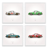 1976 Classic 934 turbo rsr Illustration Poster Print - Set of 4