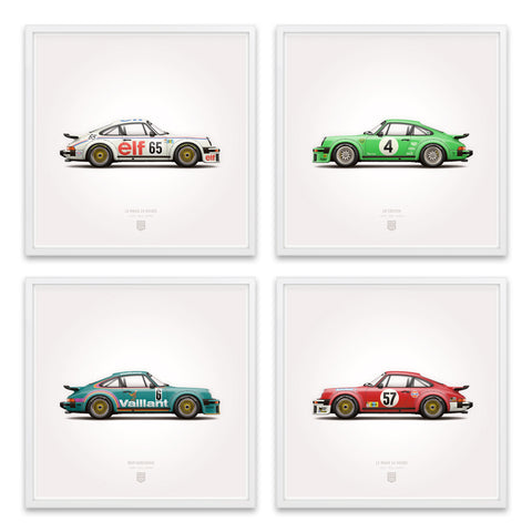 1976 Classic 934 turbo rsr Illustration Poster Print - Set of 4