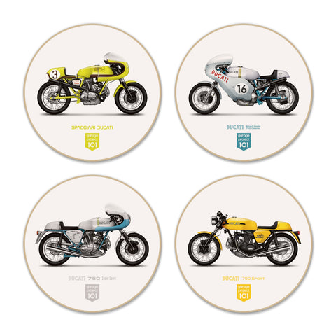 Classic Ducati Motorcycle Illustration Fridge Magnet / Coaster - Set of 4