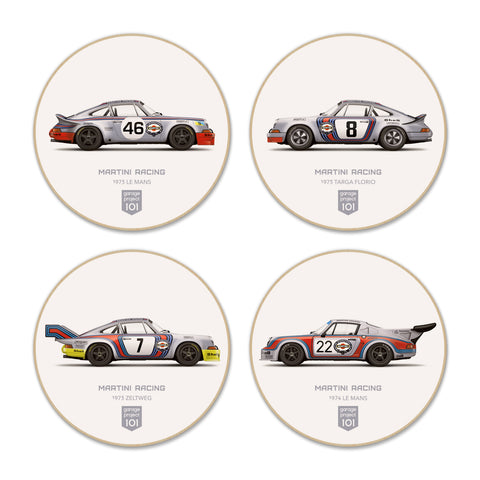 1973 Classic Martini Racing Illustration Fridge Magnet / Coaster - Set of 4