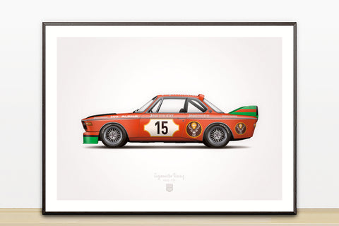 Classic BMW Jägermeister 3.0 CSL Illustration Poster Print