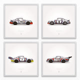 1973 Classic Martini Racing Illustration Poster Print - Set of 4