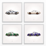 1973 Classic RS, RSR Illustration Poster Print - Set of 4