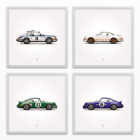1973 Classic RS, RSR Illustration Poster Print - Set of 4