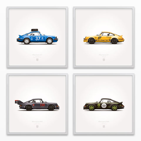 1973 Classic RS, RSR (GP Edition) Illustration Poster Print - Set of 4