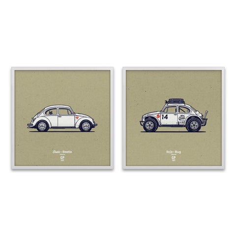 Crew 013 Classic Bug, Beetle Illustration Poster Print - Set of 2