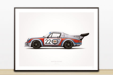 1974 Classic Martini Racing (Le Mans 24 Hours) Illustration Poster Print