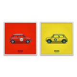 Classic Mini Cooper S Mk I, VI Illustration Poster Print - Set of 2
