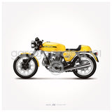 Classic Ducati Motorcycle Illustration Poster Print - Set of 4