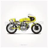Classic Ducati Motorcycle Illustration Poster Print - Set of 4