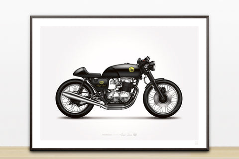 Honda Classic CB750 Cafe Racer Motorcycle Illustration Poster Print