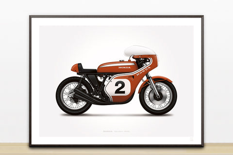 Honda Classic CR750 (Dick Mann) Motorcycle Illustration Poster Print