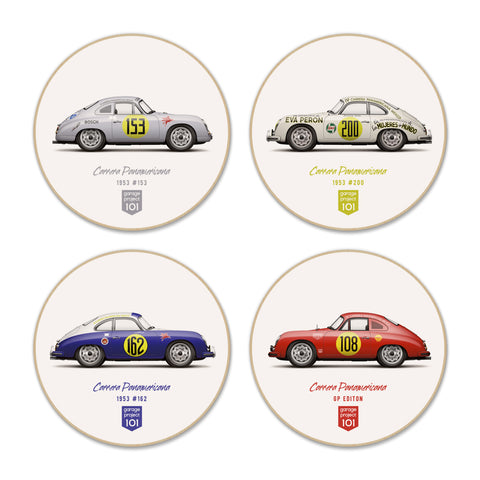 1953 356 Panamericana Illustration Fridge Magnet / Coaster - Set of 4