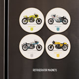 Classic Ducati Motorcycle Illustration Fridge Magnet / Coaster - Set of 4