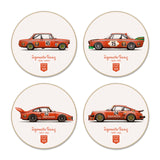Classic Jägermeister Racing Illustration Fridge Magnet / Coaster - Set of 4