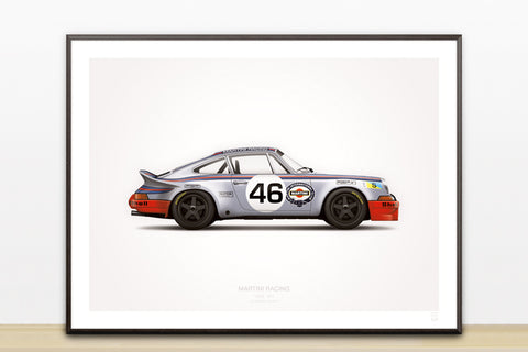 1973 Classic Martini Racing (Le Mans 24 Hours) Illustration Poster Print