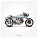 Classic Ducati Motorcycle Illustration Poster Print - Set of 4