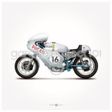 Classic Ducati Motorcycle Illustration Poster Print - Set of 4