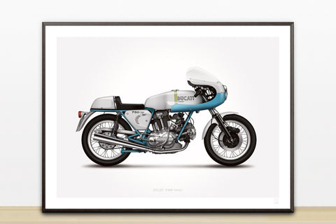 Ducati 750ss (supersport) Motorcycle Illustration Poster Print