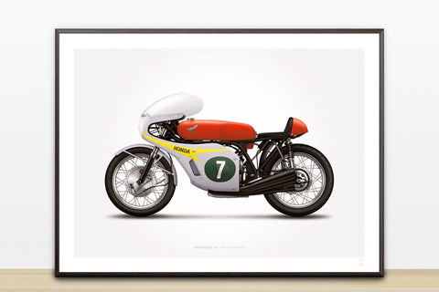 Honda RC166 GP Racer Motorcycle Illustration Poster Print